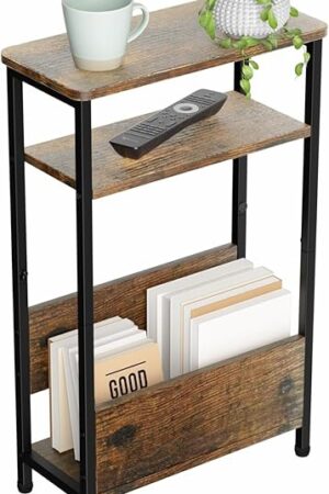 7.1" Narrow Side Table, 3 Tier Small End Table Nightstand Bedside Table, 15.4" L x 24.2" H