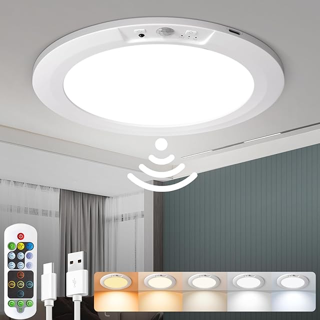 Ceiling Light Ceiling Lights 5 Color Temperature Battery Operated Motion Sensor