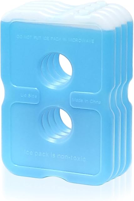 4-Pack Lunch Box Ice Packs,Ice Packs for Lunch Boxes,Small Ice Packs for Lunch Box Reusable for Beach, Camping & Fishing,Icepack Lunch Box (Blue)