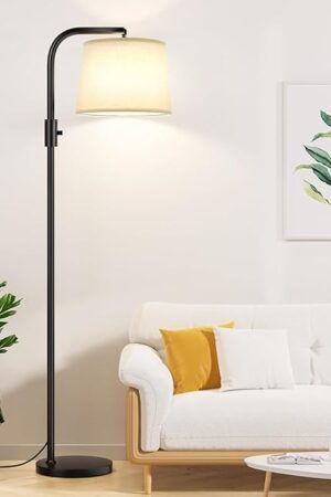 Ambimall ?????? ????????? Floor Lamp - Floor Lamps 9W ?????? Light Bulb Included, Standing Lamps for Living Room with Adjust Head, Modern Standing Tall Light Rotary Switch for Office