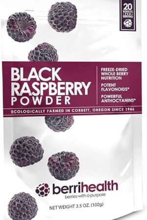 BerriHealth 100% Authentic Oregon Black Raspberry Powder - Made in The USA - 100 Grams - Gluten-Free, Vegan, Non-GMO
