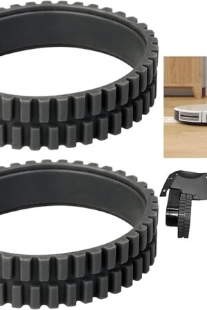 2PCS Wheel Tires Skin, Anti Slip Tyre Skins Compatible with Eufy RoboVac 11S, 15T, 30, 30C, 11S, MAX, 15C, MAX, 12, 35C Models, Wheel Replacement Accessory Black