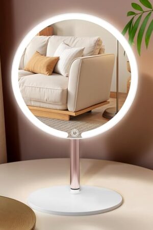 Vanity Mirror with Lights with 4K Ultra-Clear Clarity, Long-Press Touch Brightness Control, 3-Speed Brightness, and Multi-Angle Design – Perfect for Makeup & Grooming (White)