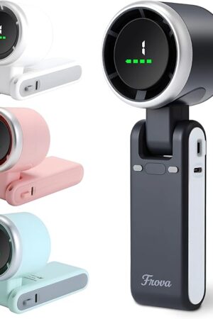 Zephyrus Portable Handheld Fan – 5200 mAh USB‑C Rechargeable, 5‑Speed Quiet Brushless – Foldable Pocket‑Size with Stand, Lanyard & Pouch