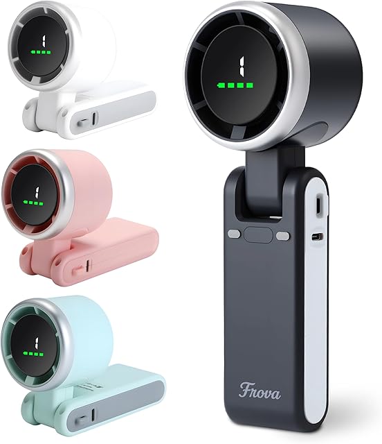 Zephyrus Portable Handheld Fan – 5200 mAh USB‑C Rechargeable, 5‑Speed Quiet Brushless – Foldable Pocket‑Size with Stand, Lanyard & Pouch