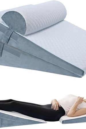 Bed Wedge Pillow for Sleeping, 3 Pcs Adjustable Height 4.5&7.5&12 Inch Triangle Pillow Wedge for Post Surgery, Acid Reflux, Snoring, Legs Pain Relief