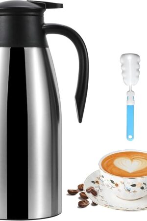 70 oz Thermal Coffee Carafe for keeping hot, Updated Carafe for hot liquid, Airpot Stainless Steel Thermos Urn Beverage Dispenser Vacuum Thermal Pot for Coffee, Hot Water,Keep Hot 12 Hour(silver)