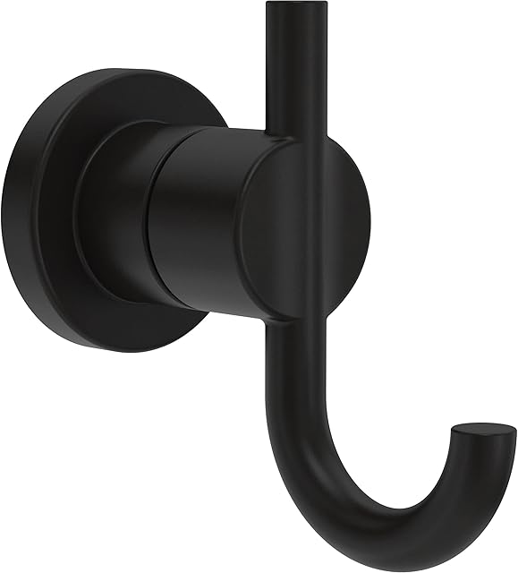 Delta Nicoli (1-Pack) Towel Hooks Matte Black, Double, Wall Mounted for Robes 2-Prong Holder, Bathroom Accessories NIC35-MB