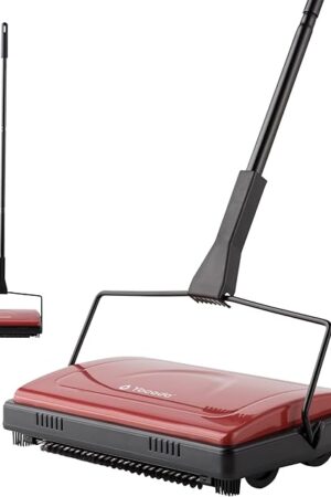 Yocada Carpet Sweeper Cleaner for Home Office Low Carpets Rugs Undercoat Carpets Pet Hair Dust Scraps Paper Small Rubbish Cleaning with a Brush Dark Red