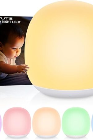 Baby Night Light, Nursery Night Lamp with 8 RGB Colors Changing, 1h Timer, Rechargeable & Touch Control, Soft BPA Free Portable Dimmable Night Lamp for Kids Room Breastfeeding