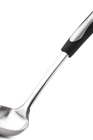Zulay Kitchen Premium Soup Ladle – 12" Stainless Steel with Non-Slip Silicone Handle