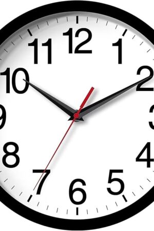 Wall Clock Modern 8 Inch Battery Operated Silent Non Ticking Small Analog Clock for Living Room Office Home Bedroom Kitchen Bathroom(Black)