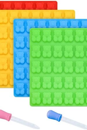 CAKETIME Gummy Bear Molds Candy Molds - 1 Inch Gummy Molds Bear Large Chocolate Molds Silicone 4 Pack LFGB Pinch Test Approved Best Food Grade Silicone