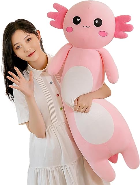 The Somao Long Axolotl Plush Pillow, Cute Axolotl Stuffed Animal Body Plush Soft Plushies Doll Toy for Girls Boys(65cm/25.5inch,Pink)