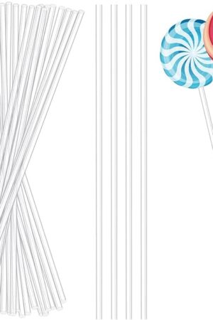 50 Pieces Acrylic Lollipop Sticks Clear Cake Pops Sticks Reusable Candy Stick Stirring Rods for Cake Pops Cupcake Toppers Candy Dessert Chocolate Cookies DIY Acrylic Round Stir Rod (6 Inch)