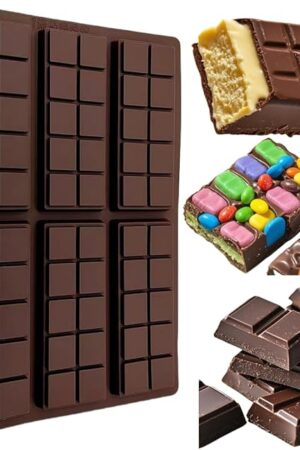 Chocolate Mold for Baking,Ice Cube,Candy,Creating Dubai Chocolate Bars, 6 Cavities Deep (10 Snap),Food Grade Silicone Chocolate Bar Mold