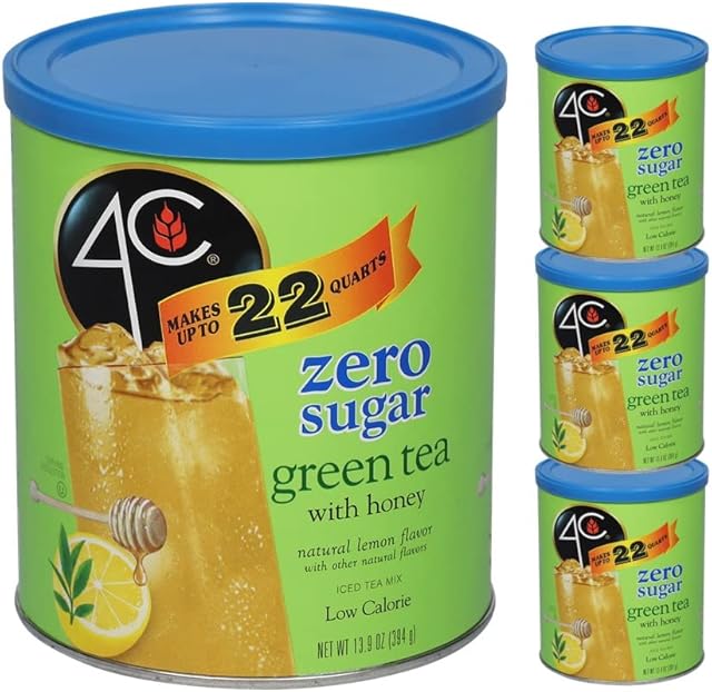 4C Green Tea Powdered Drink Mix, 22 Quarts, 3 Pack Cannisters