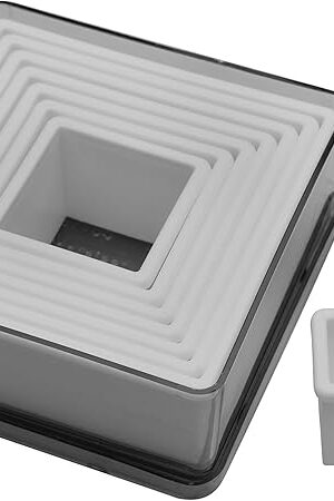 Ateco Plain Edge Square Cutter Set in Graduated Sizes, Durable, Food-Safe Plastic, 9 Pc Set,Blue