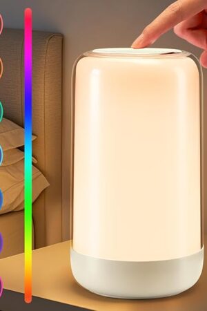 COOLNIGHT Touch Lamps for Nightstand Lamp, 16 Colors Mood Lighting Battery Powered Lamp,Dimmable Night Light for Kids,1800mah Rechargeable Lamps for Bedroom, Cordless Battery Mini Portable