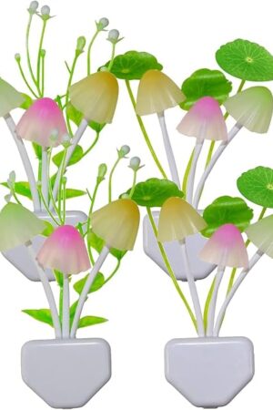 AUSAYE 4Pack Color Changing Plug in Night Light Cute Mushroom Flower