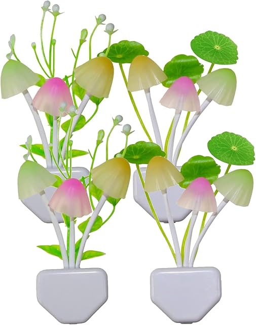 AUSAYE 4Pack Color Changing Plug in Night Light Cute Mushroom Flower