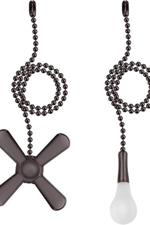 Ceiling Fan Pull Chain, 2 pieces 3mm Diameter Beaded Ball Fan Pull Chain, 12 Inches Fan Pulls Set with Connector (ORB)