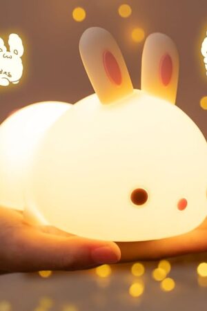Bunny Night Light for Kids Lamp Cute Lamp, Kawaii 16 Colors Baby Night Lights for Baby Nursery,Soft Rechargeable Nightlight for Kids Room,Toddler Room Decor Kawaii Stuff Bunny Accessories Girls Gifts