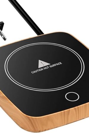 Coffee Mug Warmer Waterproof Smart Cup Warmer with 3 Temperature Setting for Warming & Heating Coffee, Beverage, Milk, Tea and Hot Chocolate (Wood Grain)