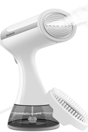 BUNUD Clothes Steamer Handheld 1500W: 20S Heat-up Garment Steamer for Clothes with 300ml Water Tank - Portable Fabric Wrinkle Remover - Steam Iron 2 In 1 with Brush for Home/Office/Travel (White)