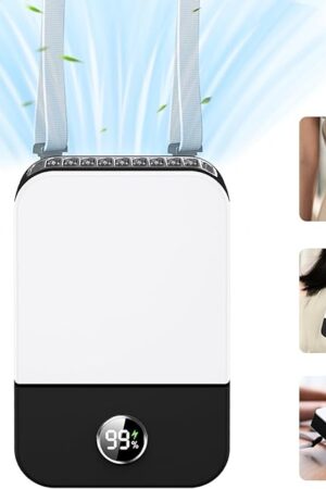 Andwing Portable Neck Fan Rechargeable, Mini Fan Handheld with Waist Clip 3 Speed Adjustable, Leafless Personal Fan for Home Office Outdoor Travel (Black)