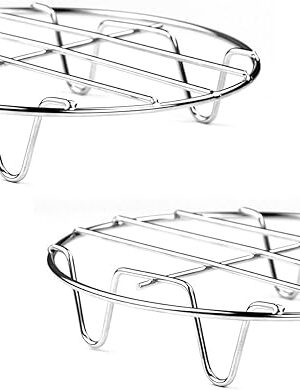 2 Pcs Steaming Rack, 5.9 Inch Round Shape Stainless Steel Steamer for Roasting Cooking, Cooling and Steaming in Kitchen and Outdoors (silver, 5.9 Inch)
