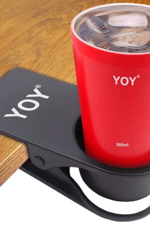 YOY Drink Cup Holder Clip - Table Desk Side Water Glass Beer Bottle Beverage Soda Coffee Mug Holder Cup Saucer Clip Design for Home Office, Black