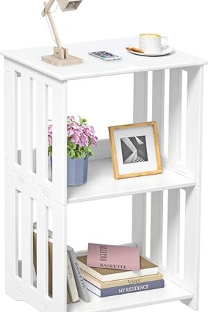 3-Tier Small Narrow Side Table End Table Nightstand White