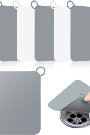 Yinkin 6 Pcs Shower Drain Cover Floor Drain Cover to Keep Bugs Out Silicone Tub Stopper Sewer Anti-Odor Mat Deodorizing Plugs for Bathroom Kitchen Laundry (5.79 x 5.79 Inch,Square,Grey and White)