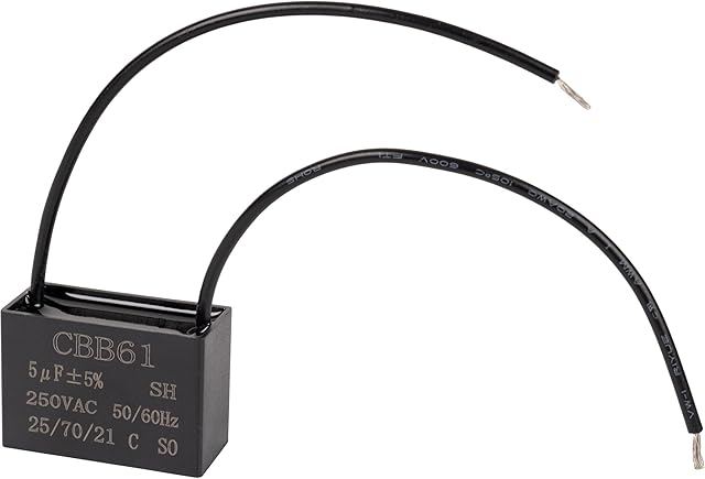 BB61 Ceiling Fan Capacitor 2 Wire 5uf Compatible with 250VAC Fan Capacitor 50/60Hz CBB61-5 (1 Pack)