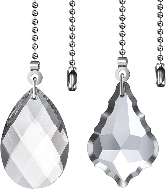 2PCS Ceiling Fan Pull Chains, Premium Fan Pull Chain with 20-inches Extension Chains