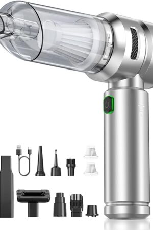 Car Vacuum,3 Suction Modes,Portable Mini Cordless Cleaner with 24000pa Suction Power,Type-C Charge,Handheld Vacuum for Home,Car, Office Desk, Keyboards(Silver White)