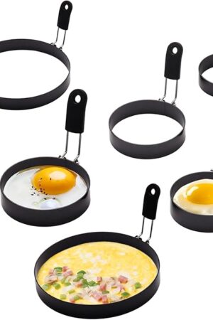 4 Pack Eggs Rings,Stainless Steel Round Breakfast Mold Tool Cooking,Round Egg Cooker Rings For Frying Shaping Cooking Eggs,Egg Maker Molds (6Pack)