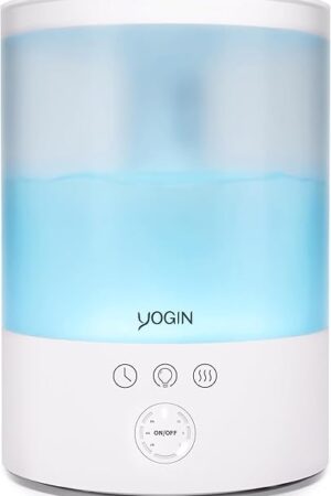 YOGIN Humidifiers for Bedroom Large room,Top fill 2.5L Ultrasonic cool mist Humidifiers for Baby Nursery and Plants,Up to 24 Hours, 24db Quiet,Night Light, Auto Shut Off, Easy Clean Humidifier
