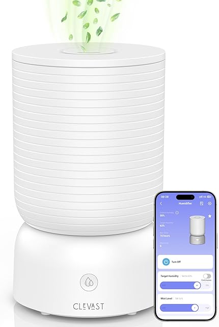 CLEVAST Smart Humidifiers for Bedroom, 1 Gal/4L Cool Mist Top Fill Humidifier with Essential Oil Diffuser, Quiet Operation for Baby Nursery, Home, Office, Large Room, Works with Alexa/Google Assistant