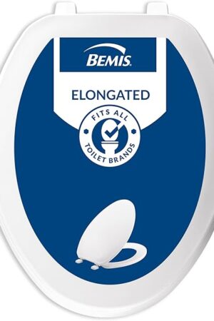 Bemis Economy Plastic Toilet Seat, Elongated, White, 170 000