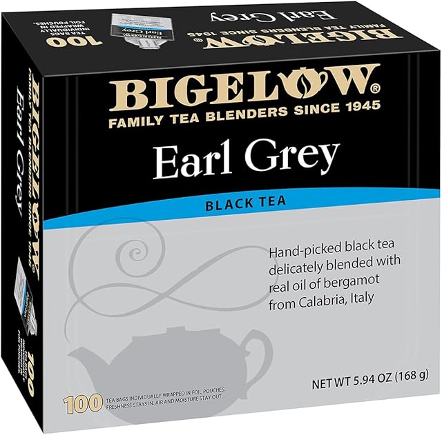 Bigelow Tea Earl Grey Black Tea, Caffeinated Tea, 100 Count Box (Pack of 1)