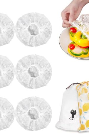 200PCS Bowl Covers Bread Proofing with Storage Bags, Fits Bowls up to 12", Plastic Wrap for Food Plastic Bowl Covers Elastic Reusable Plate Covers for Family Outdoor Picnic, BPA Free, Food Grade