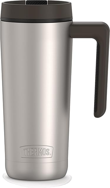 THERMOS ALTA SERIES Stainless Steel Mug 18 Ounce, Matte Steel/Espresso Black