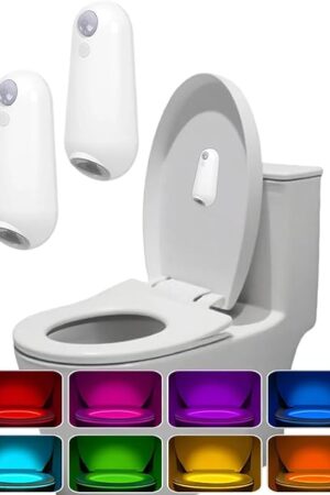 2-PACK Toilet Night Light by Motion Sensor Activated, Rechargeable RGB Motion Sensor Light Indoor, for Toilet Bowl Inside, Bathroom, Stairs, Step,Hallway, Bedroom, Perfect Brithday Holiday Gifts