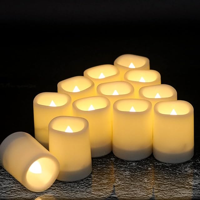 DRomance Votive Candles Tealight Flickering Candles Set of 12