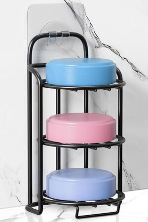 3-Tier Shower Soap Shampoo Bar Holder, Self Adhesive & Freestanding Draining Bathroom Soap Dish Caddy for Bathroom Wall Accesories Decor