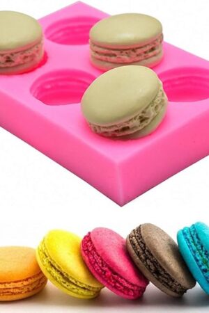 6-Cavity 3D Macaron Hamburger Silicone Mold for Fondant, Cake/Cupcake Decorating, Baking, Gum Paste, Chocolate, Candy, Polymer clay, Mini Soap, Bath Bomb