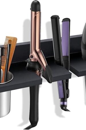 Wooden Black Wall Mounted Hair Tool Organizer