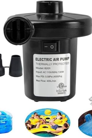BOMPOW Electric Air Pump for Inflatables Air Mattress Pump Bed Pool Toy Raft Boat Quick Pump Black (AC Pump(130W))